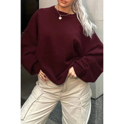 Round Neck Long Sleeve Knitted Loose Sweater