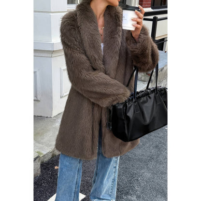 Solid Fluffy Faux Fur Shaggy Long Body Outwear