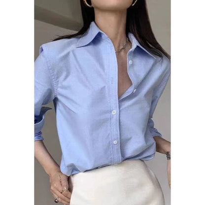 Solid Drop Shoulder Button Up Loose Shirt