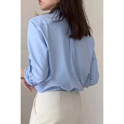 Solid Drop Shoulder Button Up Loose Shirt