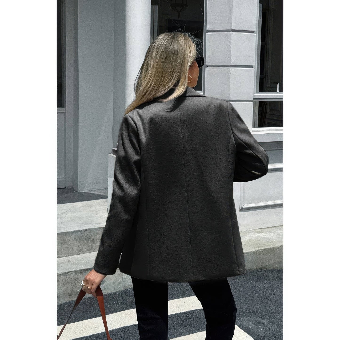 Solid Notch Lapel Single Breasted Blazer