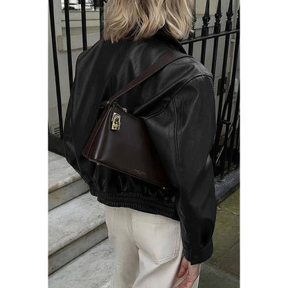 Solid Long Sleeve Short Lapel Zipper Jacket