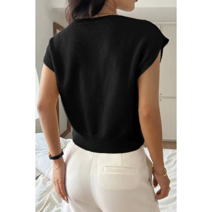 Solid Sleeveless Knit Loose Fit Vest