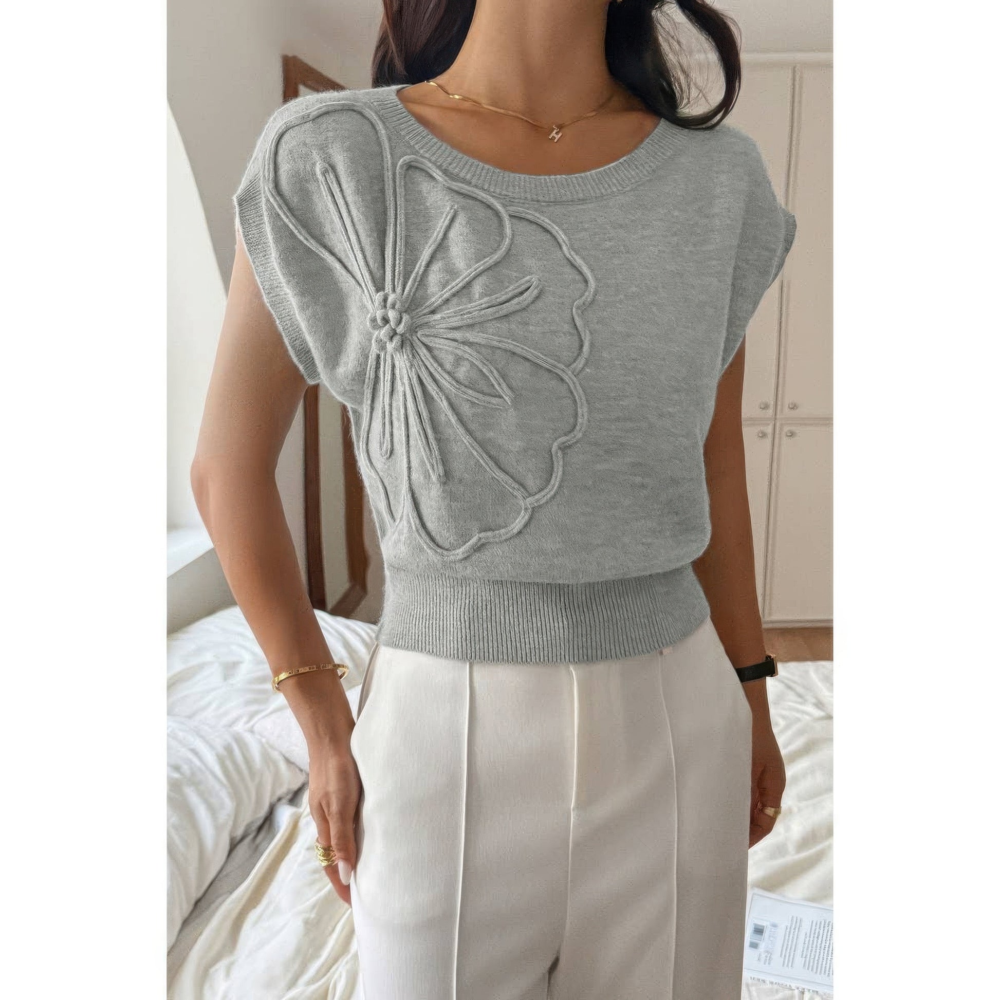 Solid Sleeveless Knit Loose Fit Vest