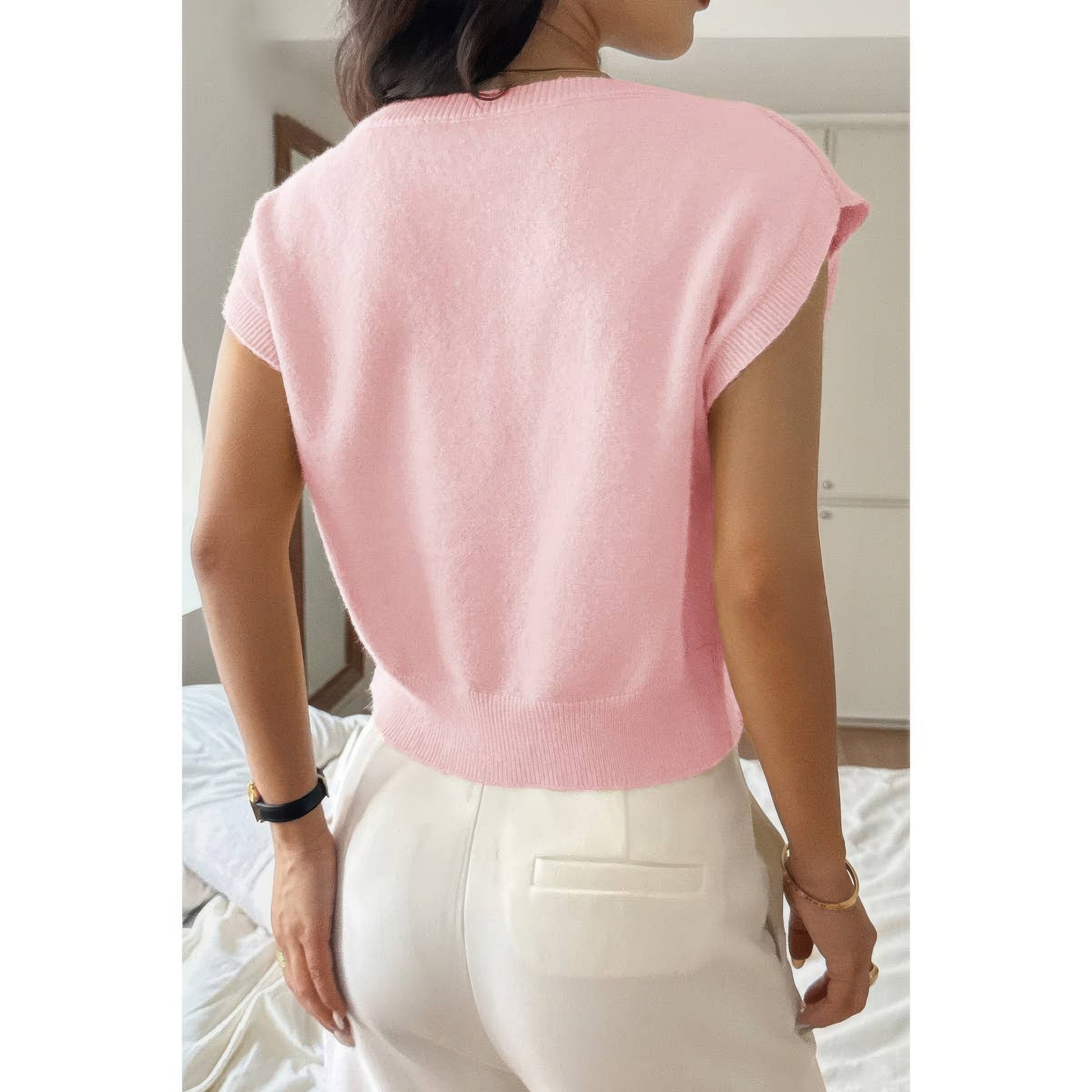 Solid Sleeveless Knit Loose Fit Vest