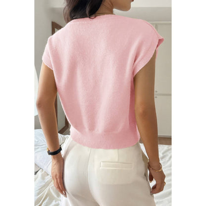 Solid Sleeveless Knit Loose Fit Vest