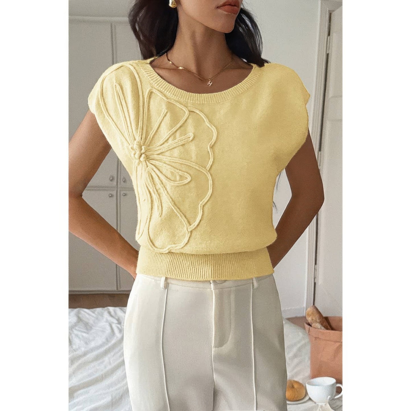 Solid Sleeveless Knit Loose Fit Vest