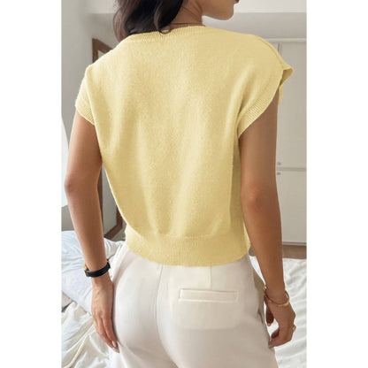 Solid Sleeveless Knit Loose Fit Vest