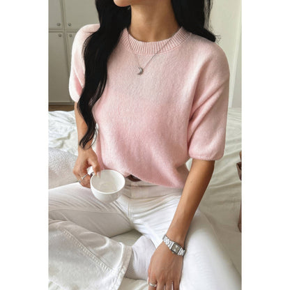Round Neck Knit Drop Shoulder Loose Sweater