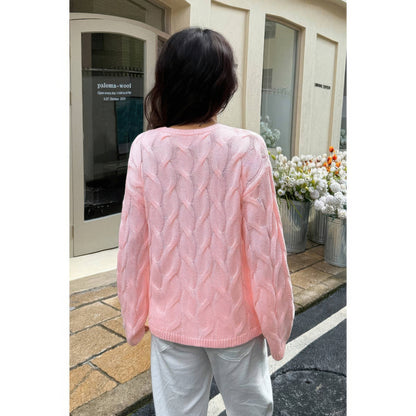 Solid Round Neck Knit Loose Sweater