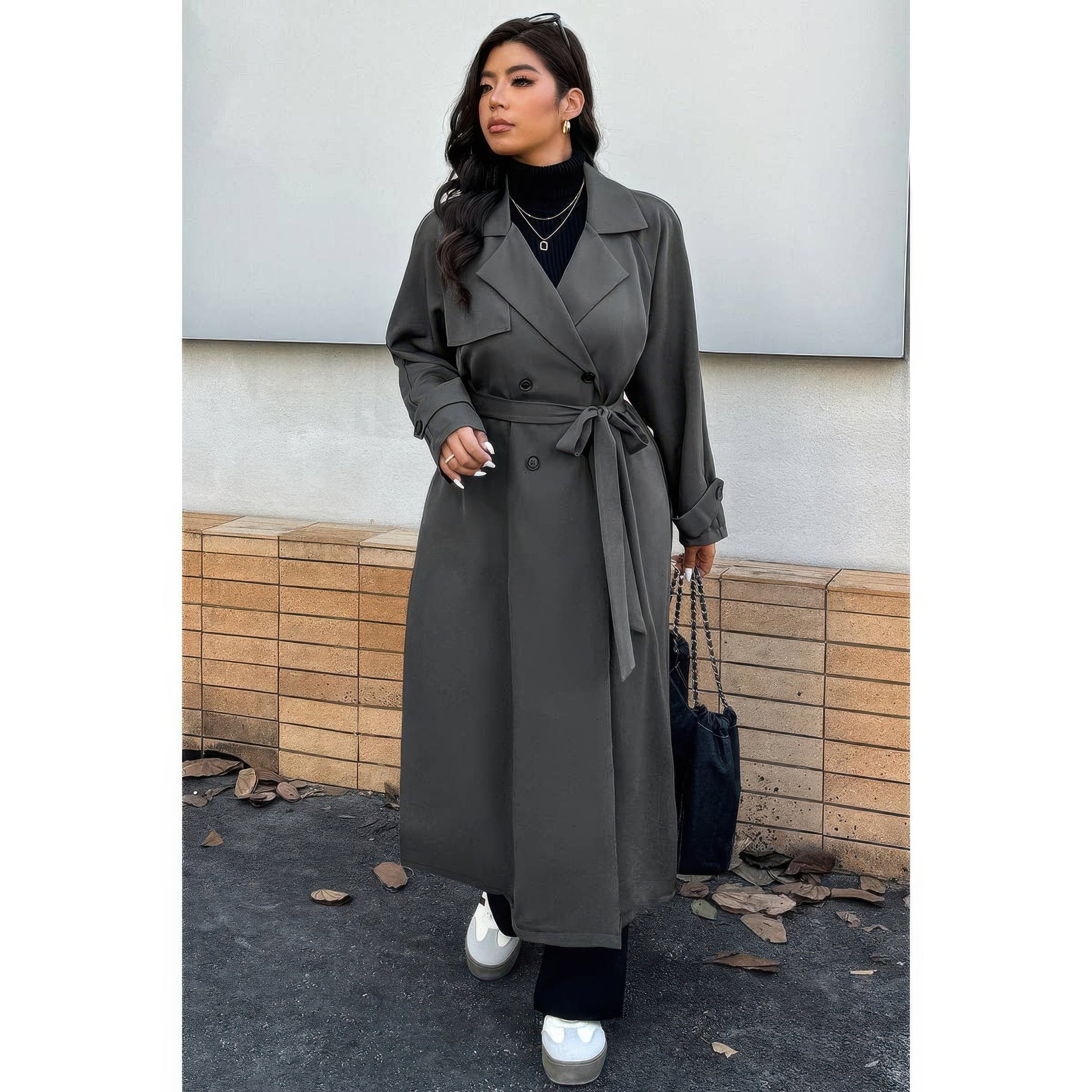 Plus Stand Collar Double Breasted Long Body Coat