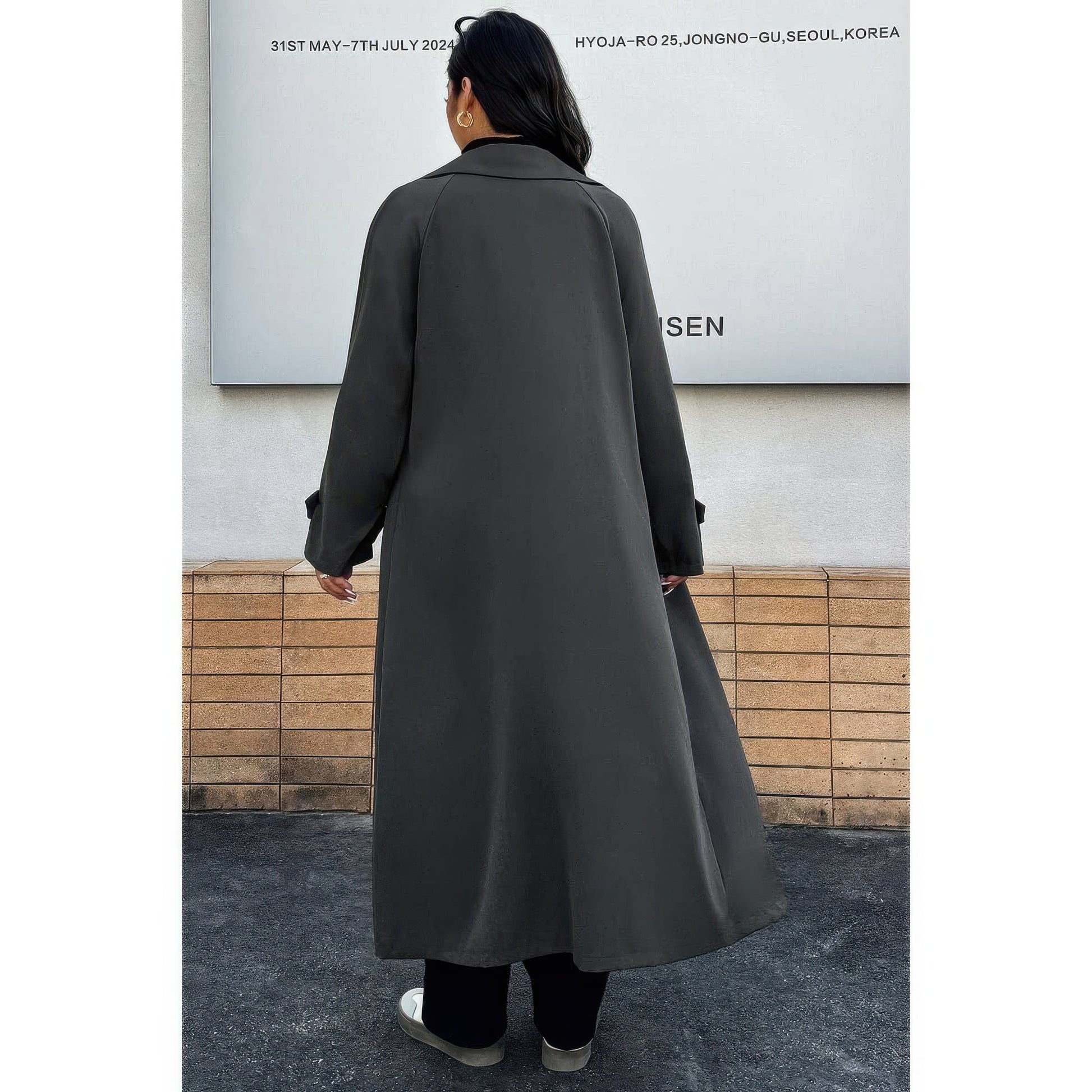 Plus Stand Collar Double Breasted Long Body Coat