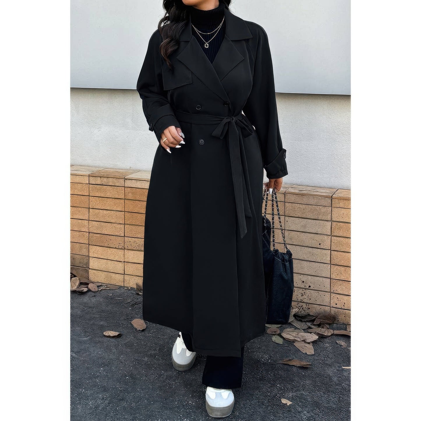 Plus Stand Collar Double Breasted Long Body Coat