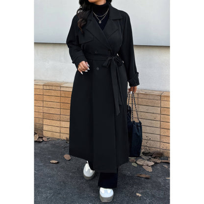 Plus Stand Collar Double Breasted Long Body Coat