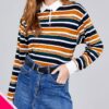Plus-Size Long Sleeve Multi-Striped DTY Brushed Shirt – Mustard/Blue