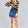 Plus-Size Long Sleeve Multi-Striped DTY Brushed Shirt – Mustard/Blue