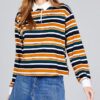 Plus-Size Long Sleeve Multi-Striped DTY Brushed Shirt – Mustard/Blue