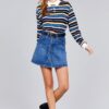 Plus Size Long Sleeve Multi-Striped Brushed Shirt – Navy/Blue