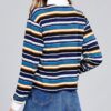 Plus Size Long Sleeve Multi-Striped Brushed Shirt – Navy/Blue