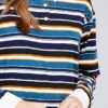 Plus Size Long Sleeve Multi-Striped Brushed Shirt – Navy/Blue