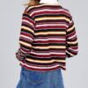 Plus Size Long-Sleeve Brushed Stripe Shirt – Burgundy/Plum