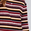 Plus Size Long-Sleeve Brushed Stripe Shirt – Burgundy/Plum