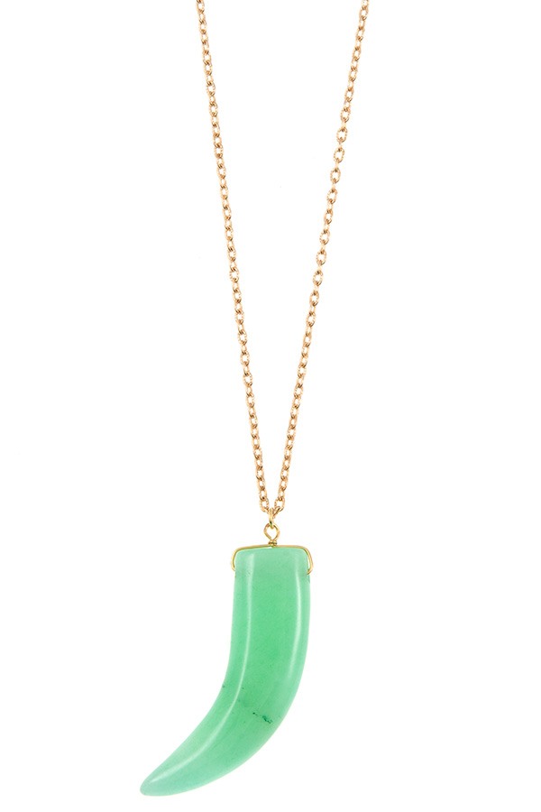 Elongated Horn Pendant Necklace – Stone Colors