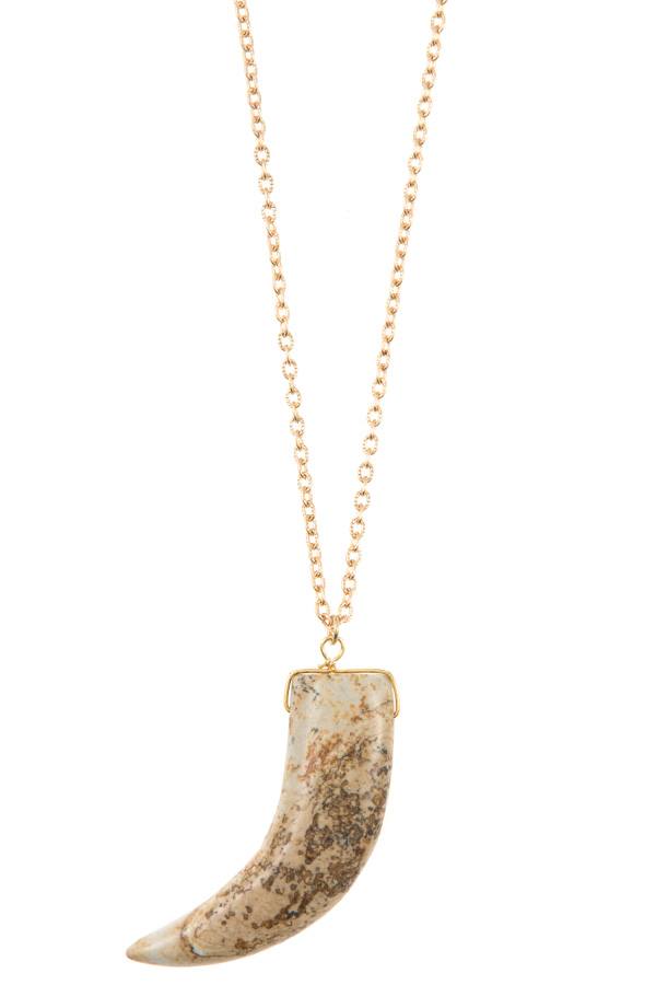 Elongated Horn Pendant Necklace – Stone Colors