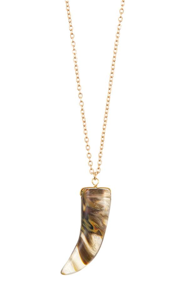 Elongated Horn Pendant Necklace – Stone Colors