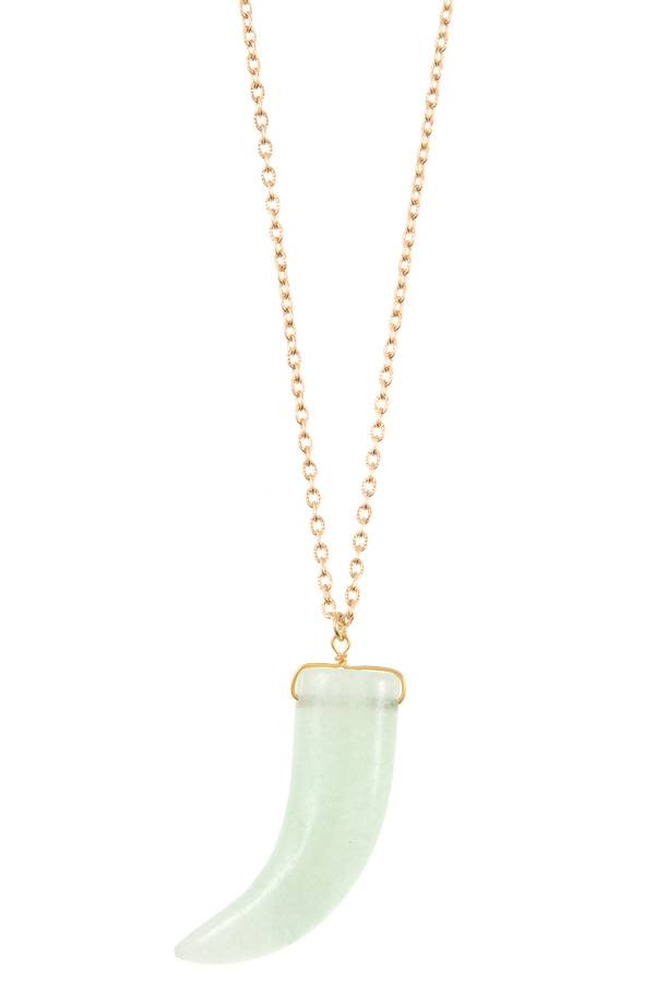 Elongated Horn Pendant Necklace – Stone Colors