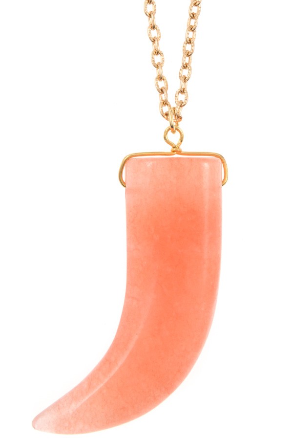 Elongated Horn Pendant Necklace – Stone Colors