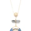 Double Horn Natural Stone Pendant Necklace – 30″