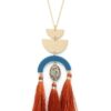 Half Circle Metal Tassel Pendant Necklace – 30″ Long