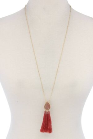 Teardrop Tassel Pendant Necklace – 30″ Adjustable