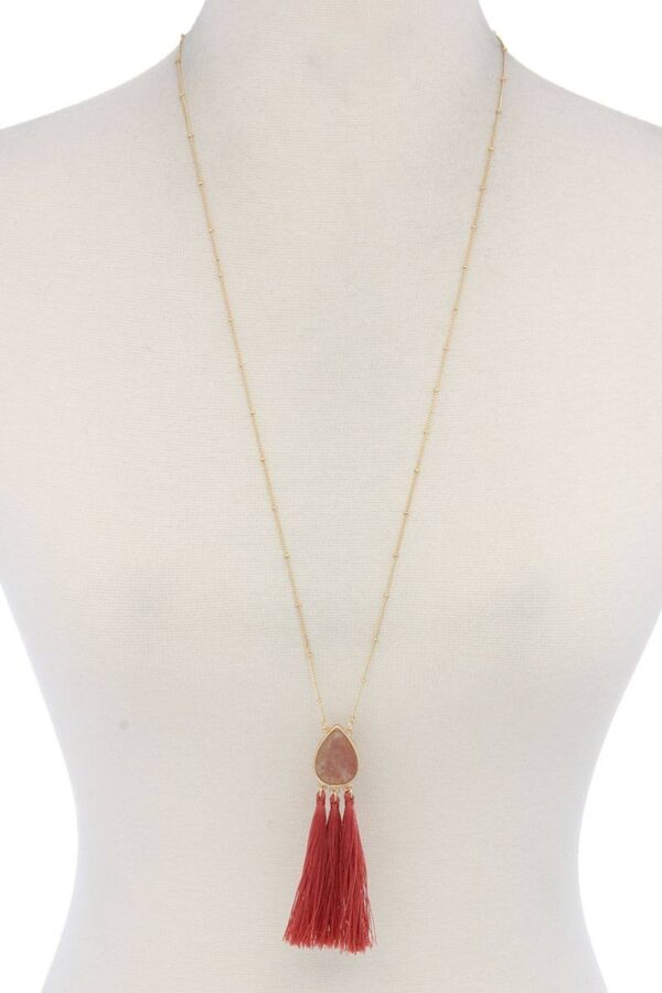 Teardrop Tassel Pendant Necklace – 30″ Adjustable