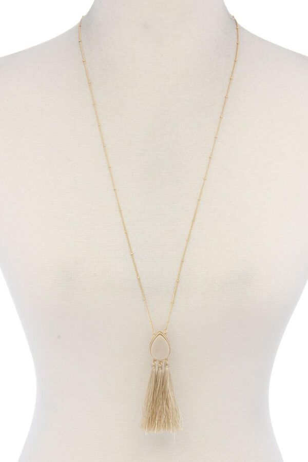 Teardrop Tassel Pendant Necklace – 30″ Adjustable