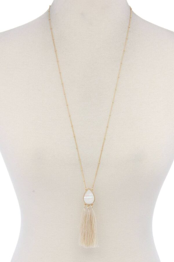 Teardrop Tassel Pendant Necklace – 30″ Adjustable