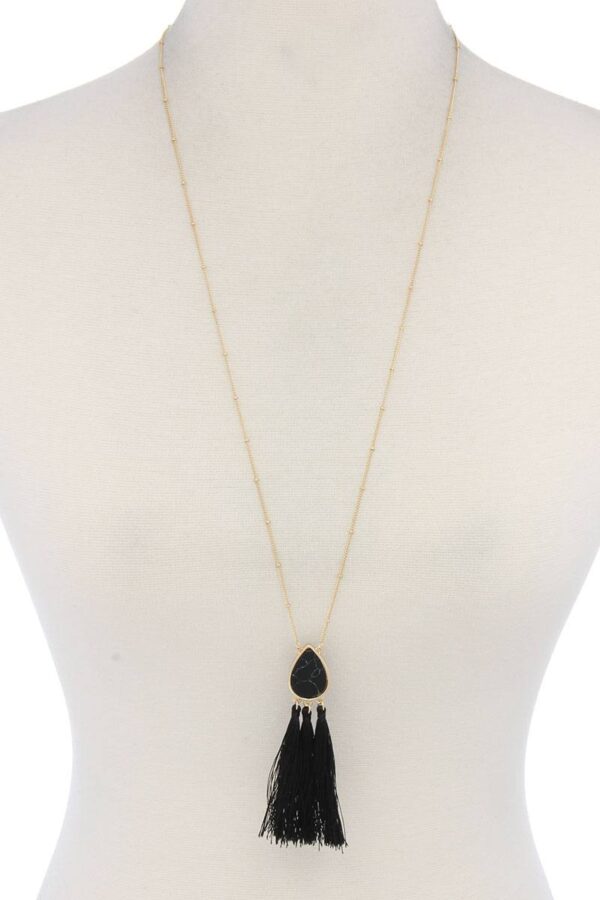 Teardrop Tassel Pendant Necklace – 30″ Adjustable
