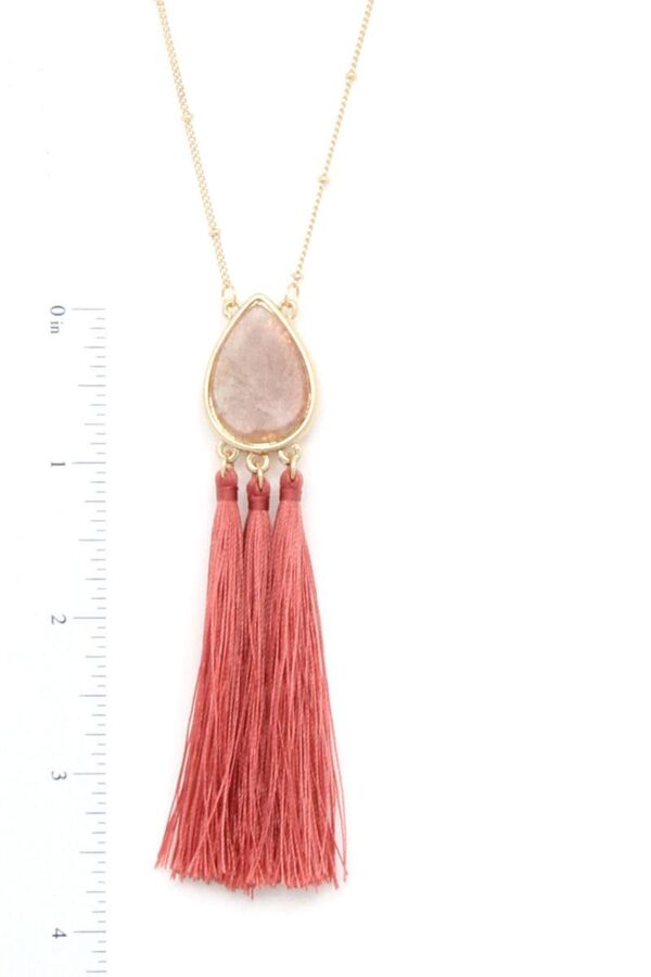 Teardrop Tassel Pendant Necklace – 30″ Adjustable