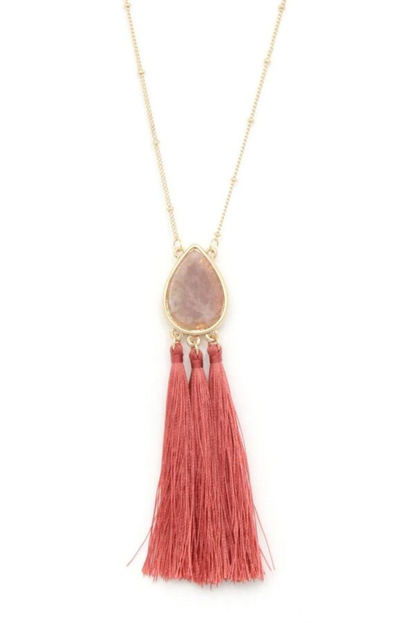 Teardrop Tassel Pendant Necklace – 30″ Adjustable
