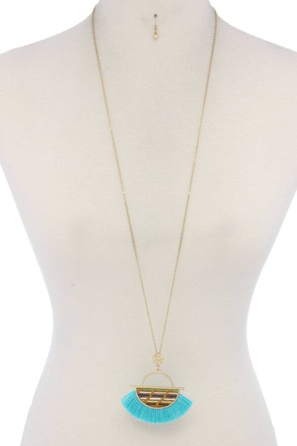 Half Circle Tassel Pendant Necklace – 30″ Adjustable