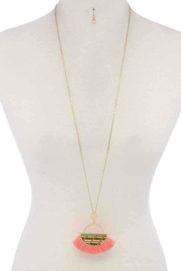 Half Circle Tassel Pendant Necklace – 30″ Adjustable