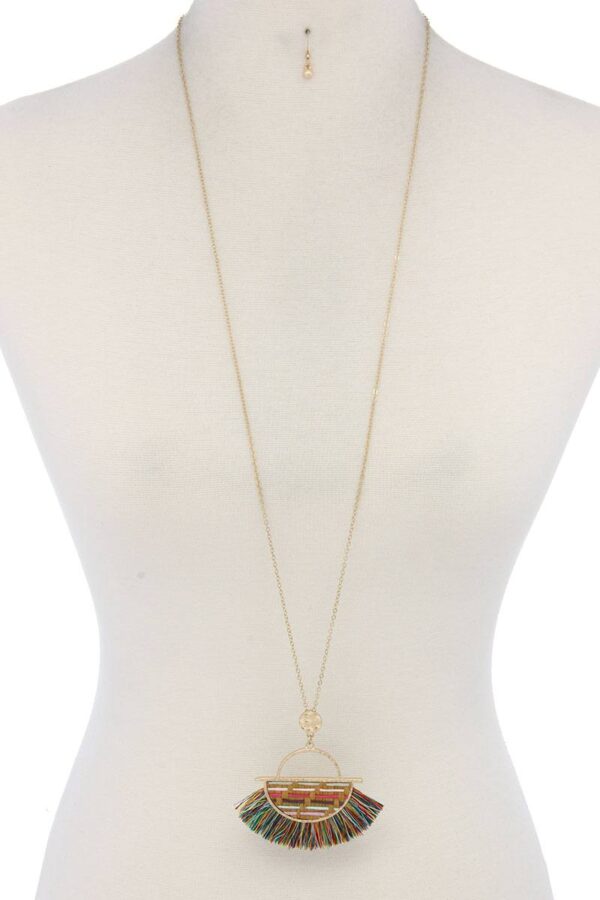 Half Circle Tassel Pendant Necklace – 30″ Adjustable
