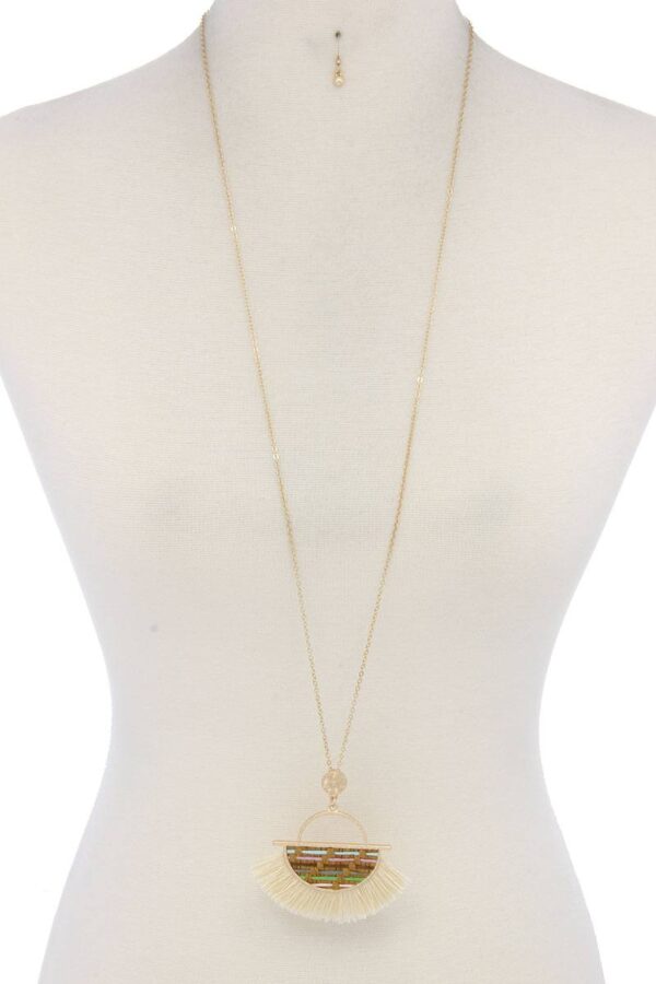 Half Circle Tassel Pendant Necklace – 30″ Adjustable