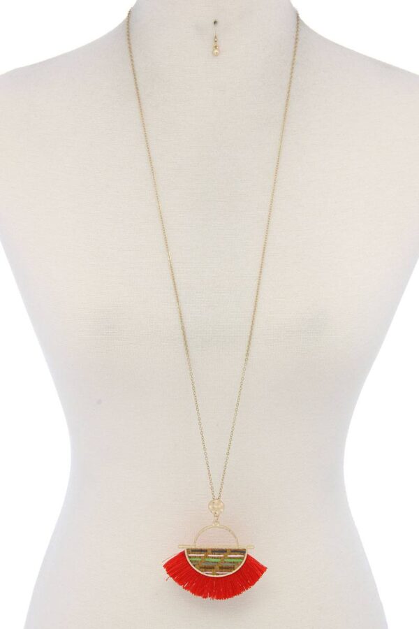 Half Circle Tassel Pendant Necklace – 30″ Adjustable