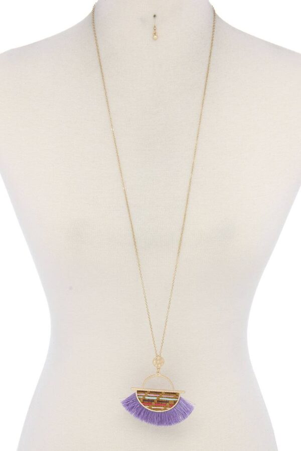 Half Circle Tassel Pendant Necklace – 30″ Adjustable