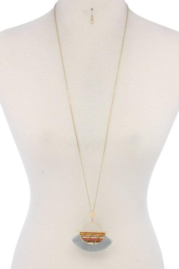 Half Circle Tassel Pendant Necklace – 30″ Adjustable
