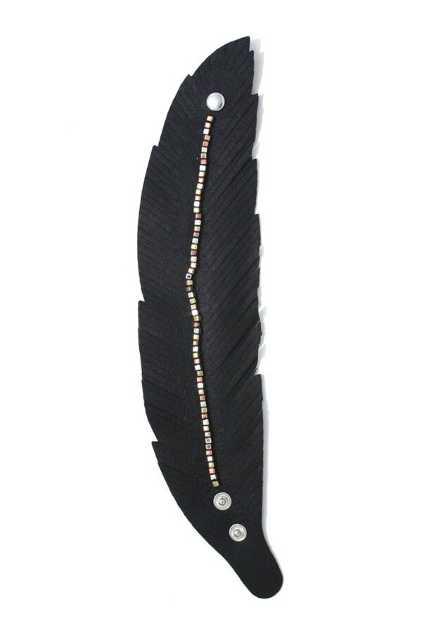 PU Leather Wrap Bracelet with Fray & Metal Beads