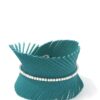 PU Leather Wrap Bracelet with Fray & Metal Beads