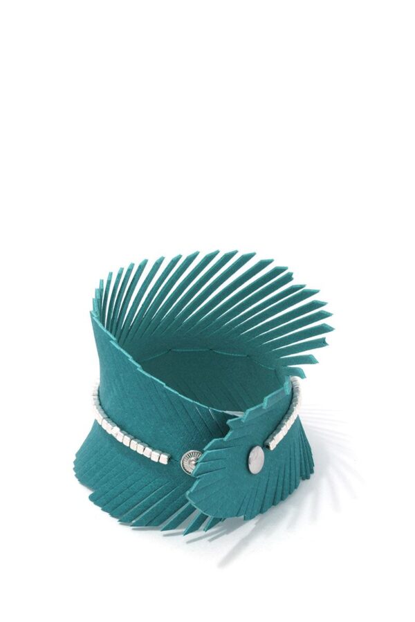 PU Leather Wrap Bracelet with Fray & Metal Beads